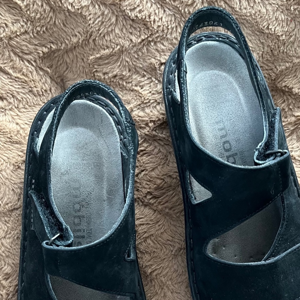 Mephisto Mobils Hand Made Black Walking Sandal Size 38 - Picture 5 of 13